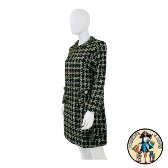 Tuckernuck NEW Holly Tinsel Tweed Long Sleeve Retro Black Jackie Dress Size S - Picture 6 of 14